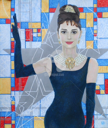 Schilderij getiteld "Audrey Hepburn, Old…" door Julia Khoroshikh, Origineel Kunstwerk, Acryl