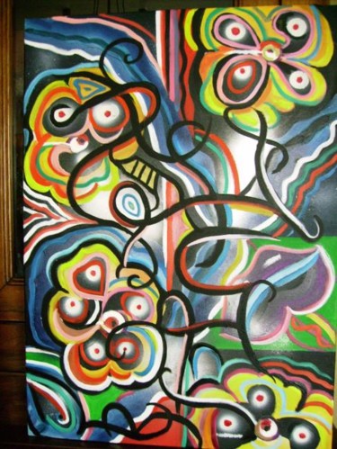 Peinture intitulée "PSYCHADELIQUE" par Julian, Œuvre d'art originale, Huile