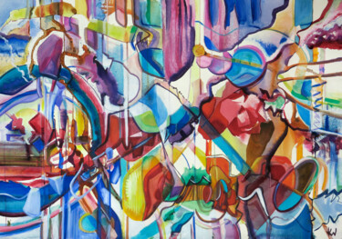 Malerei mit dem Titel "Metatlon" von Julian Garcia-Viso, Original-Kunstwerk, Aquarell
