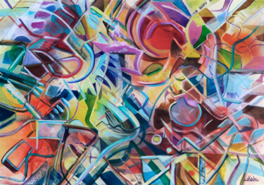 Картина под названием "Parallel 7" - Julian Garcia-Viso, Подлинное произведение искусства, Масло