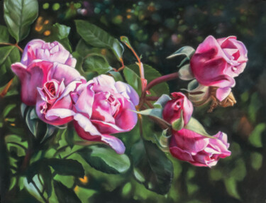 Schilderij getiteld "Rosaleda nº2" door Julian Garcia-Viso, Origineel Kunstwerk, Pastel