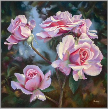 Malerei mit dem Titel "Rosas y otros color…" von Julian Garcia-Viso, Original-Kunstwerk, Pastell