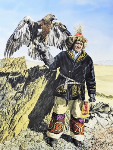 Картина под названием "Mongolian Golden Ea…" - Julian Wheat, Подлинное произведение искусства, Акрил