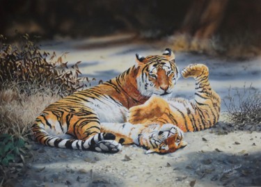 Painting titled "Royal Bengal Tiger…" by Julian Wheat, Original Artwork, Acrylic