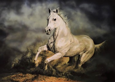 Malerei mit dem Titel "Arabian Fury" von Julian Wheat, Original-Kunstwerk, Acryl