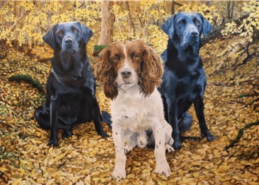 Pintura intitulada "Jazz,Olly and Phoebe" por Julian Wheat, Obras de arte originais, Acrílico