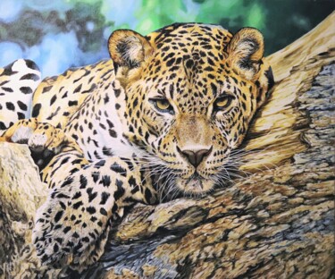 Картина под названием "Young Leopard" - Julian Wheat, Подлинное произведение искусства, Акрил