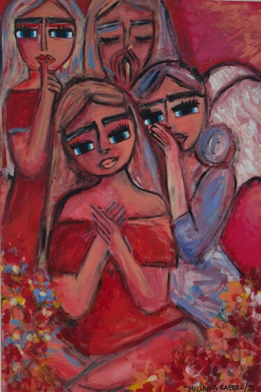 Painting titled "a fraternidade é ve…" by Juliana Rabelo Arte Naif, Original Artwork, Acrylic