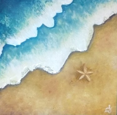 Pintura intitulada "Praia" por Juliana Calu, Obras de arte originais, Óleo