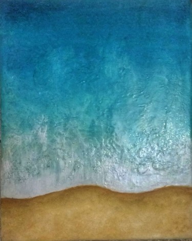 Painting titled "Azul" by Juliana Calu, Original Artwork, Oil