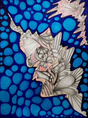 Dessin intitulée "Midnight Garden" par Juliana F., Œuvre d'art originale, Crayon
