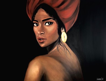 Painting titled "Una noche mas" by Juliana Sol, Original Artwork, Oil Mounted on Wood Stretcher frame