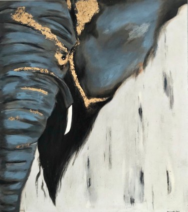 Painting titled "Elephant" by Juliana Sol, Original Artwork, Acrylic Mounted on Wood Stretcher frame