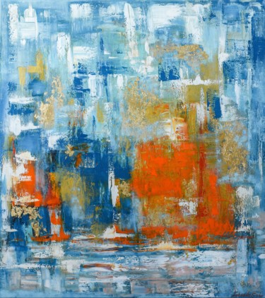 Painting titled "Miami" by Juliana Sol, Original Artwork, Oil Mounted on Wood Stretcher frame