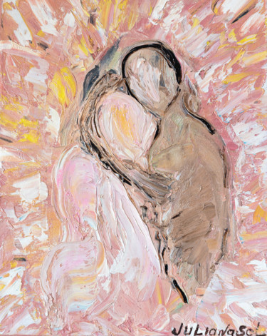 Pittura intitolato "Merging of Souls -…" da Juliana Sol, Opera d'arte originale, Olio Montato su Telaio per barella in legno