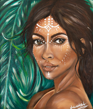 Painting titled "Amazon" by Juliana Sol, Original Artwork, Oil