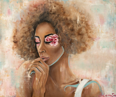 Painting titled "Woman's Inner Flowe…" by Juliana Sol, Original Artwork, Oil Mounted on Wood Stretcher frame