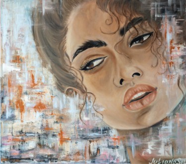 Schilderij getiteld "Vanilla Paris" door Juliana Sol, Origineel Kunstwerk, Lak Gemonteerd op Frame voor houten brancard