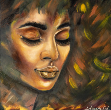 Картина под названием "Autumn's embrace" - Juliana Sol, Подлинное произведение искусства, лак Установлен на Деревянная рама…