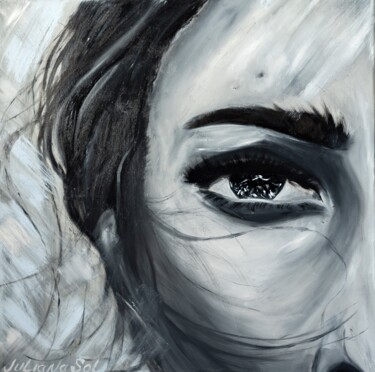 Painting titled "I see" by Juliana Sol, Original Artwork, Oil Mounted on Wood Stretcher frame
