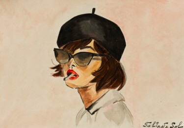 Картина под названием "Frenchwoman" - Juliana Sol, Подлинное произведение искусства, Акварель