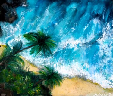 Картина под названием "Island" - Juliana Sol, Подлинное произведение искусства, Масло Установлен на картон