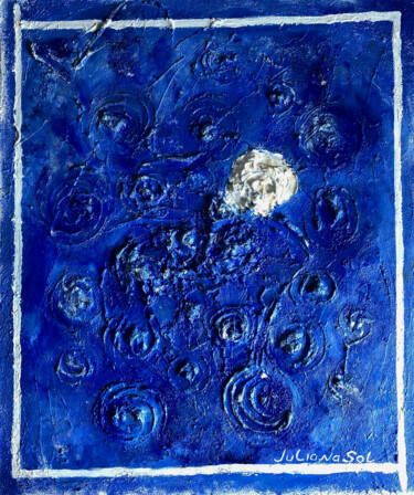 Pintura intitulada "Blue eternity" por Juliana Sol, Obras de arte originais, Óleo Montado em Armação em madeira
