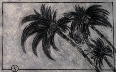 Malerei mit dem Titel "Palms in the sky 2" von Juliana Sol, Original-Kunstwerk, Öl