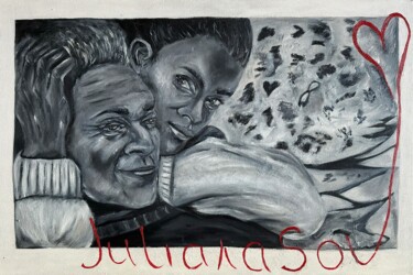 Картина под названием "Look I" - Juliana Sol, Подлинное произведение искусства, Масло Установлен на Деревянная рама для носи…