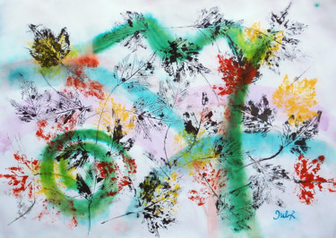 Painting titled "Autumn wind I" by July, Original Artwork, Ink