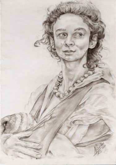 Картина под названием "Портрет матери с ре…" - Juliars, Подлинное произведение искусства, Другой