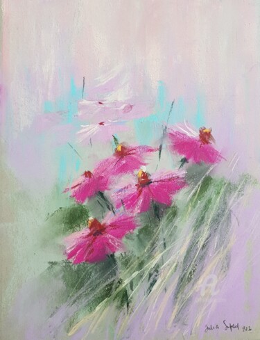 Dibujo titulada "Meadow flowers" por Julia Suptel, Obra de arte original, Pastel