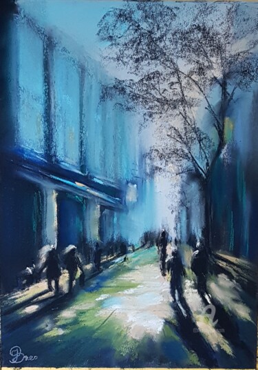 Рисунок под названием "Shopping street" - Julia Suptel, Подлинное произведение искусства, Пастель