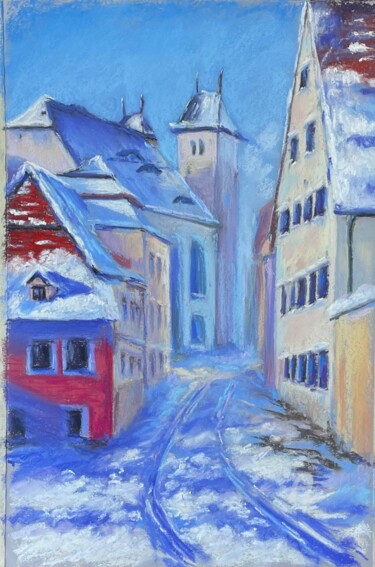 Painting titled "Winter in Freiberg" by Julia Suptel, Original Artwork, Pastel