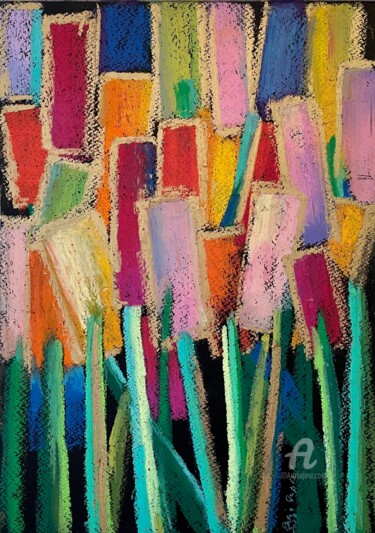 「Colourful reeds」というタイトルの描画 Julia Suptelによって, オリジナルのアートワーク, パステル