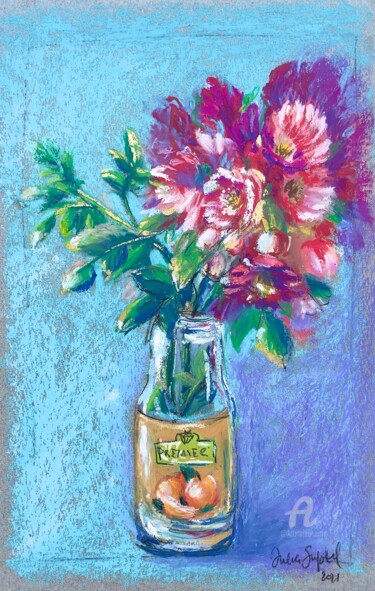 Desenho intitulada "Juice bottle" por Julia Suptel, Obras de arte originais, Pastel