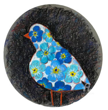 Dessin intitulée "Birdie series: Bloo…" par Julia Suptel, Œuvre d'art originale, Pastel