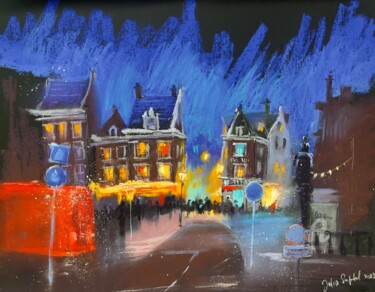 Desenho intitulada "Winter Amsterdam" por Julia Suptel, Obras de arte originais, Pastel