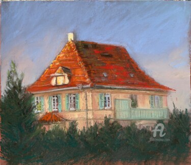 Pittura intitolato "Little house" da Julia Suptel, Opera d'arte originale, Pastello