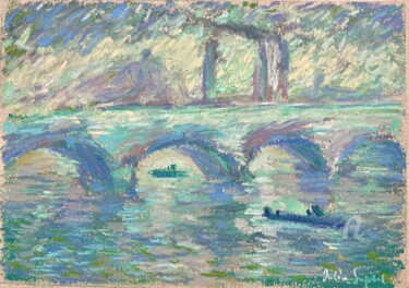 Ζωγραφική με τίτλο "Inspired by Monet" από Julia Suptel, Αυθεντικά έργα τέχνης, Παστέλ