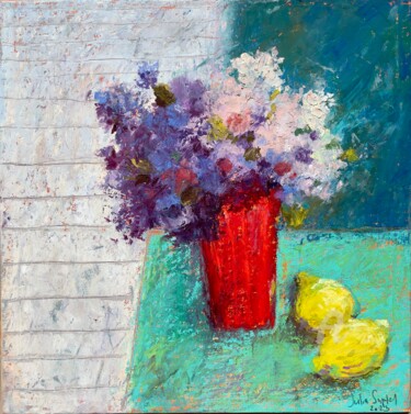 "Lemons and flowers" başlıklı Tablo Julia Suptel tarafından, Orijinal sanat, Pastel Karton üzerine monte edilmiş