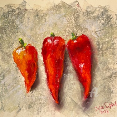 Peinture intitulée "Peppers" par Julia Suptel, Œuvre d'art originale, Pastel