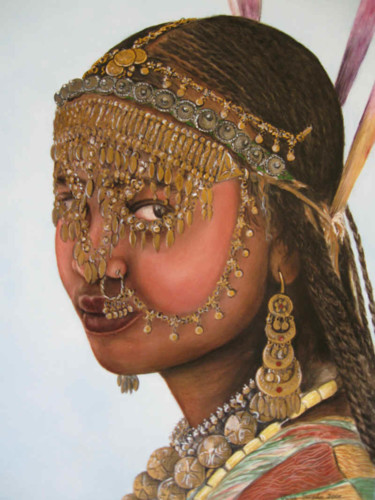 "Djibouti Maiden" tile art portrait Painting titled ""Djibouti Maiden" t…" by Julia Sweda, Original Art,