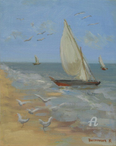 Sailboats Painting titled "Sailboats" by Юлия Василевич, Original Art, Oil