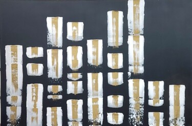 Картина под названием "City" - Julie Bevan, Подлинное произведение искусства, Акрил Установлен на Деревянная рама для носилок