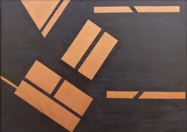 Schilderij getiteld "Copper" door Julie Bevan, Origineel Kunstwerk, Acryl Gemonteerd op Frame voor houten brancard
