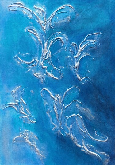 Painting titled "Angels" by Julie Bevan, Original Artwork, Acrylic Mounted on Wood Stretcher frame