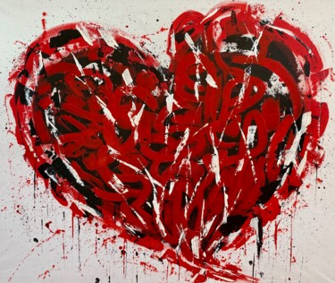 Painting titled "Street love" by Julie Boulet, Original Artwork, Acrylic Mounted on Wood Stretcher frame
