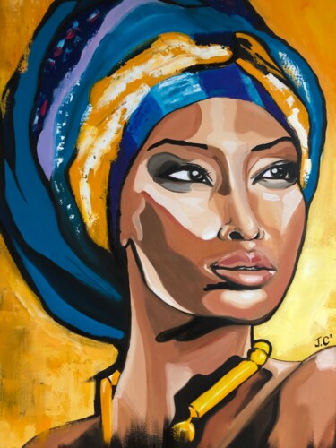 Painting titled "THE GIRL FROM IPANE…" by Julie Coudret Carrasco, Original Artwork, Oil Mounted on Wood Stretcher frame