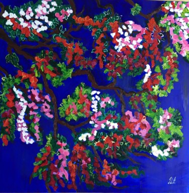 Painting titled "Cerisier en fleur" by Julie D'Aragon, Original Artwork, Acrylic